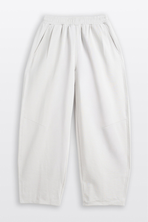 Jasnoszare spodnie dresowe o kroju BARREL bez nadruków