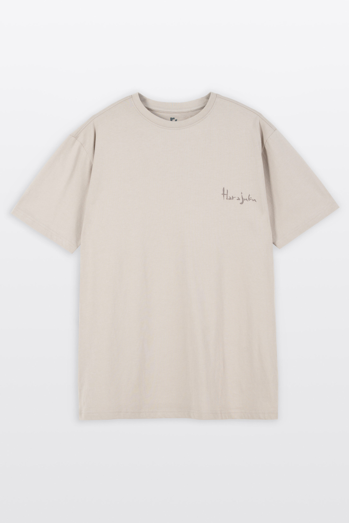 Beżowy t-shirt REGULAR z autorską grafiką z tyłu