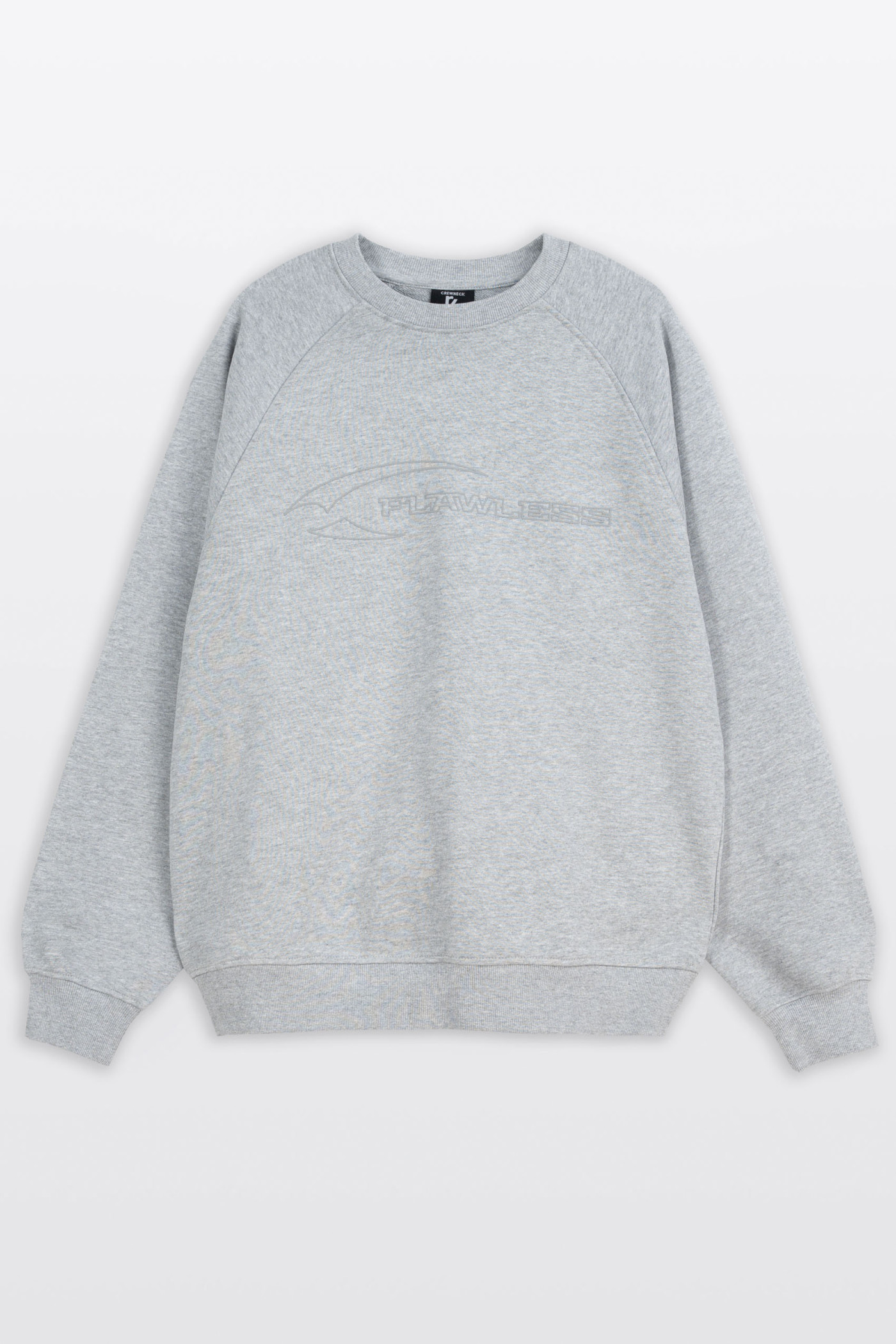 Bluza bez kaptura LOOSE szary melanż z nadrukiem z przodu