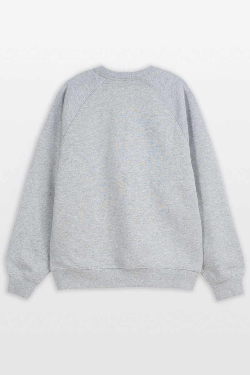 Bluza bez kaptura LOOSE szary melanż z nadrukiem z przodu