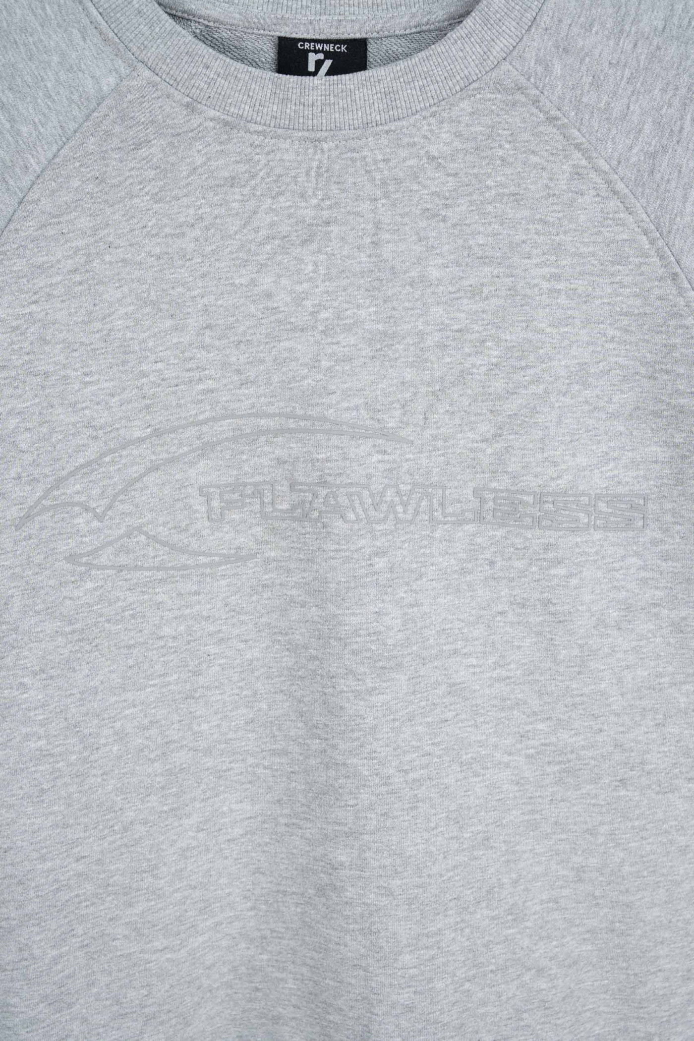 Bluza bez kaptura LOOSE szary melanż z nadrukiem z przodu