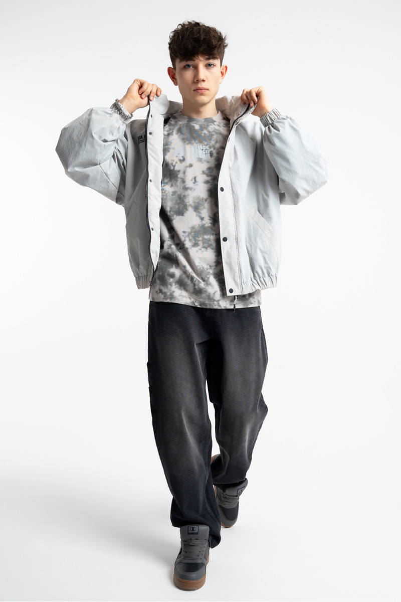 Ciemnoszare spodnie jeansowe BAGGY z efektem sprania