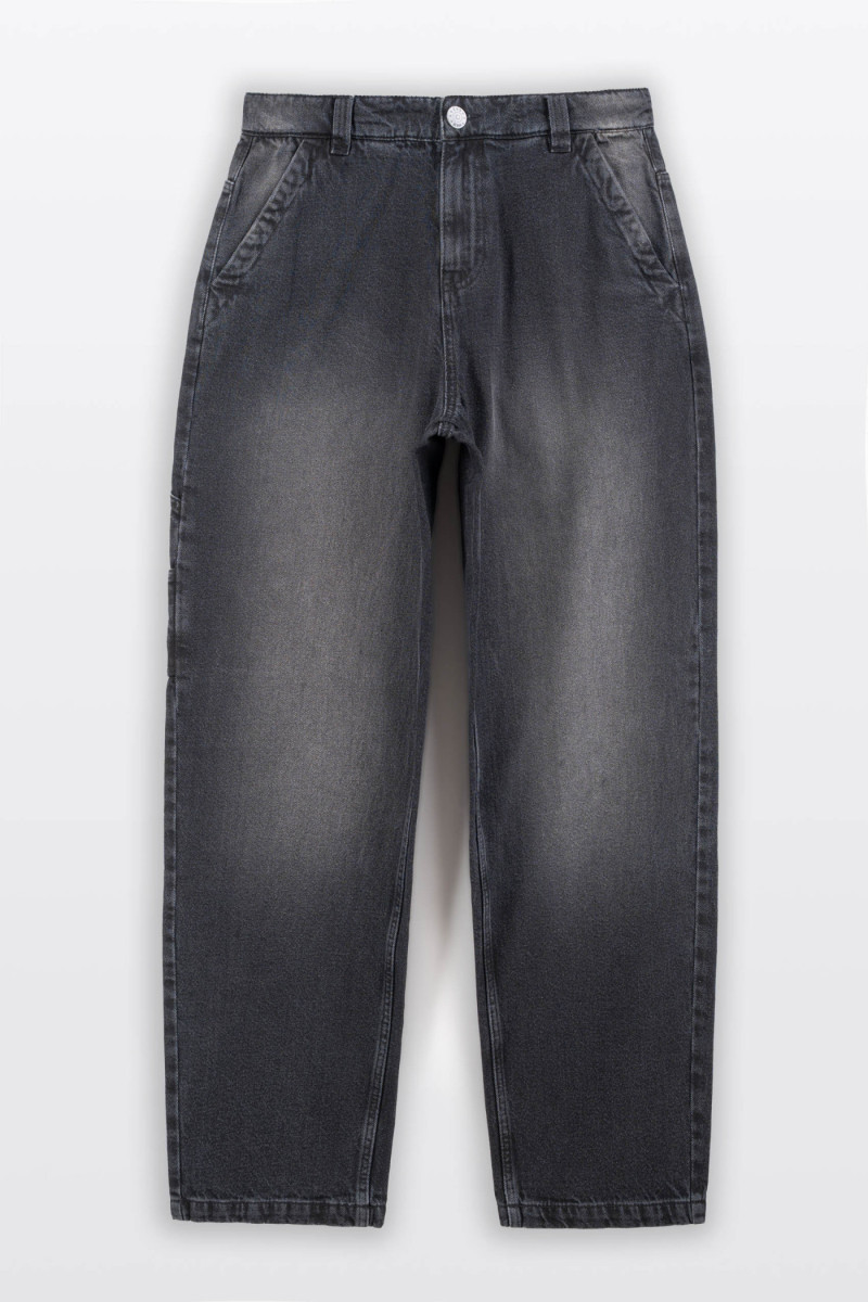 Ciemnoszare spodnie jeansowe BAGGY z efektem sprania