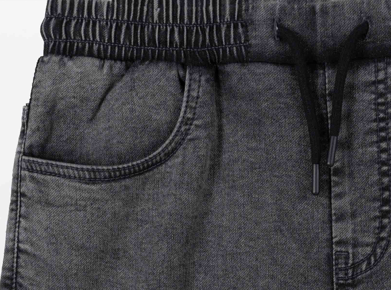 Szare spodnie jeansowe typu CARGO z efektem sprania