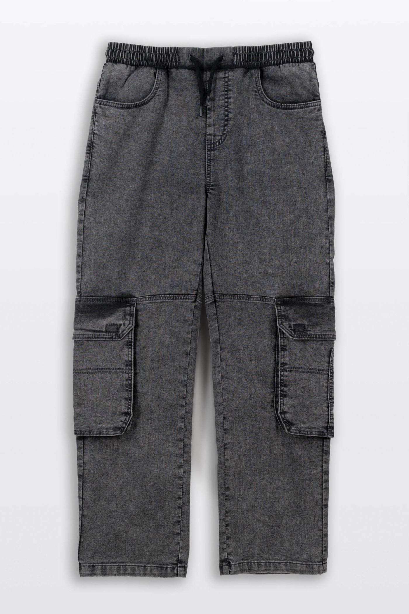 Szare spodnie jeansowe typu CARGO z efektem sprania