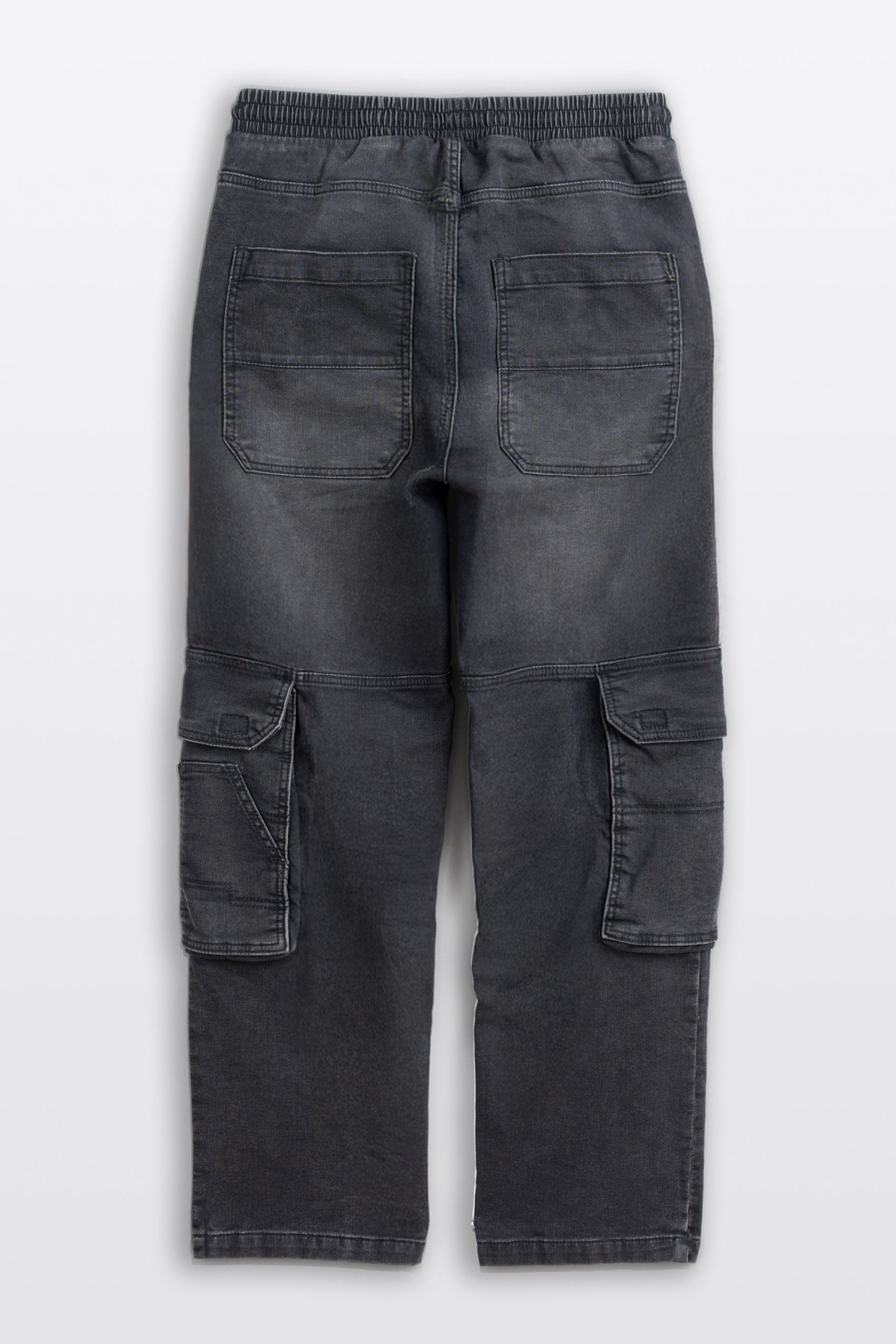 Ciemnoszare spodnie jeansowe typu CARGO z efektem sprania