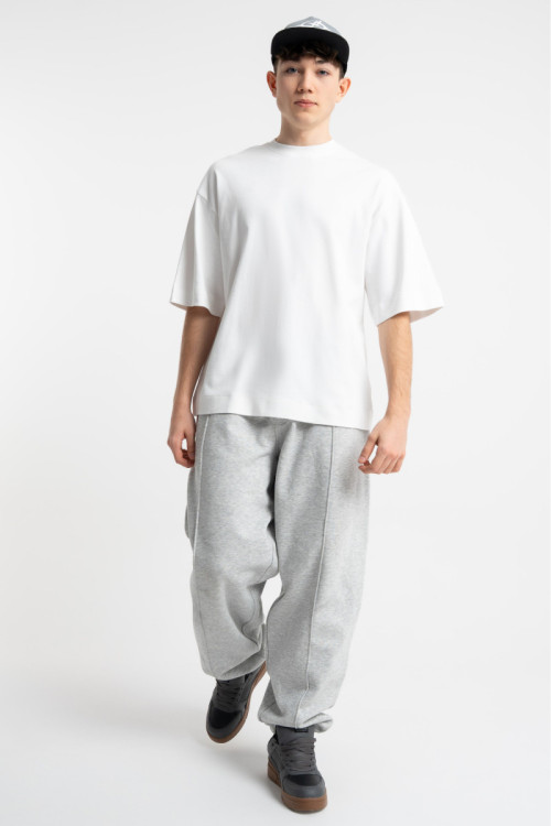 Szare spodnie dresowe BAGGY z przeszyciami na nogawce