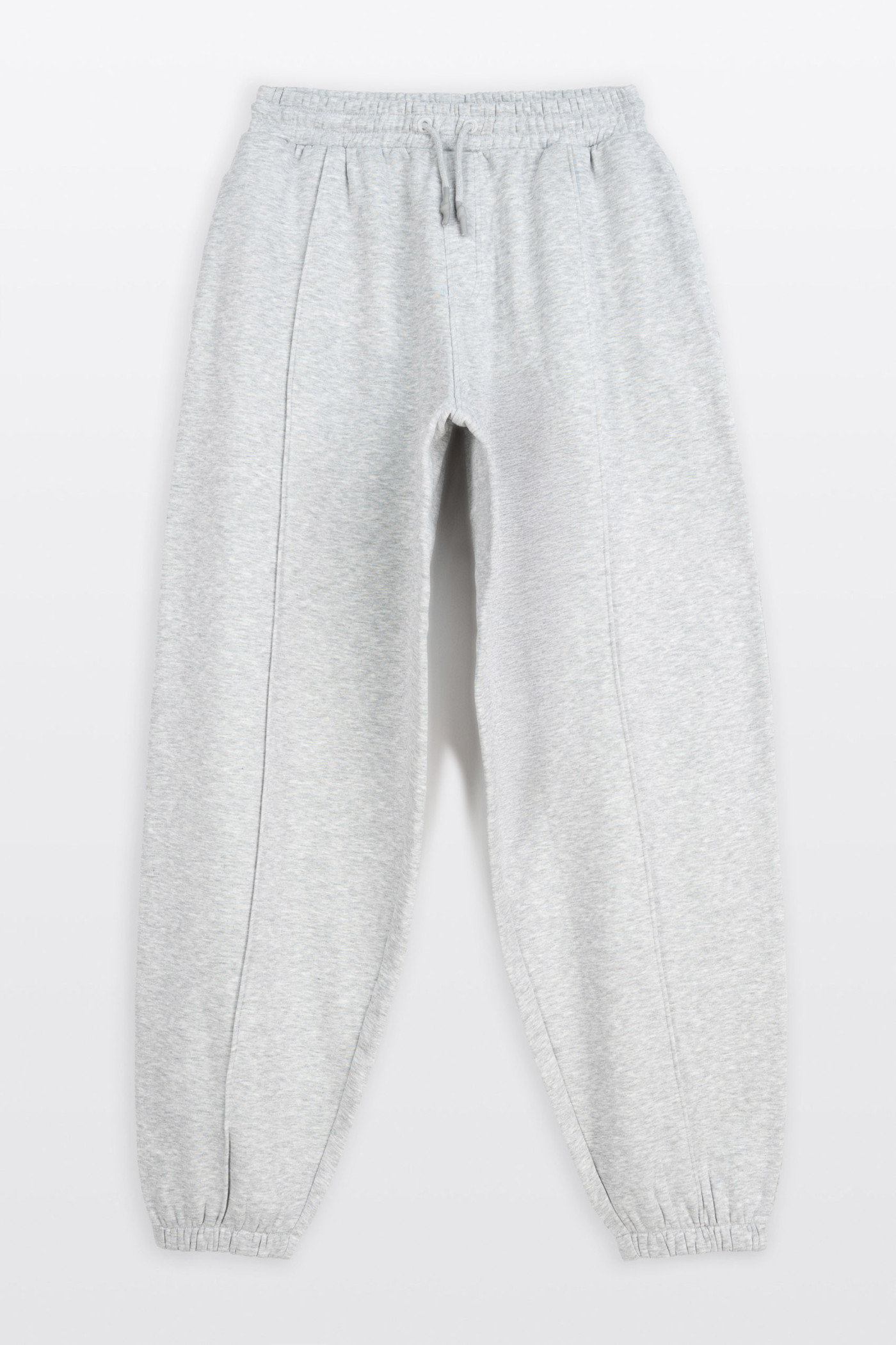 Szare spodnie dresowe BAGGY z przeszyciami na nogawce