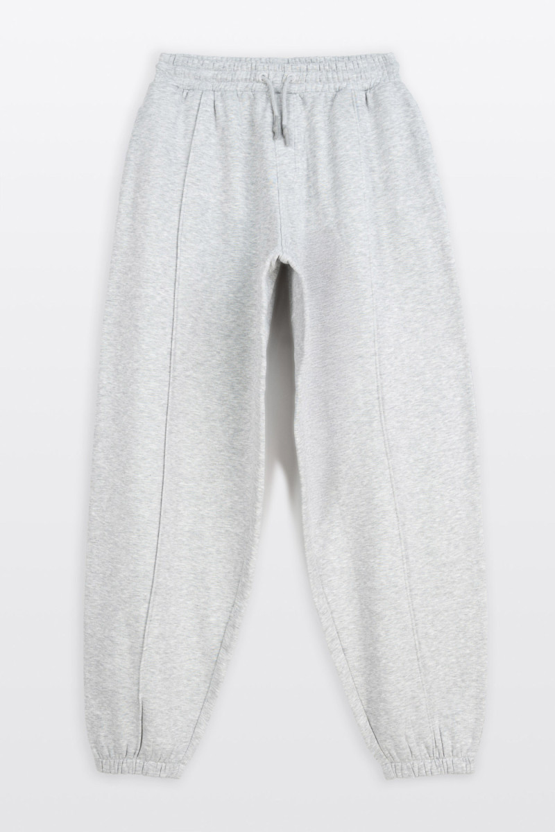 Szare spodnie dresowe BAGGY z przeszyciami na nogawce