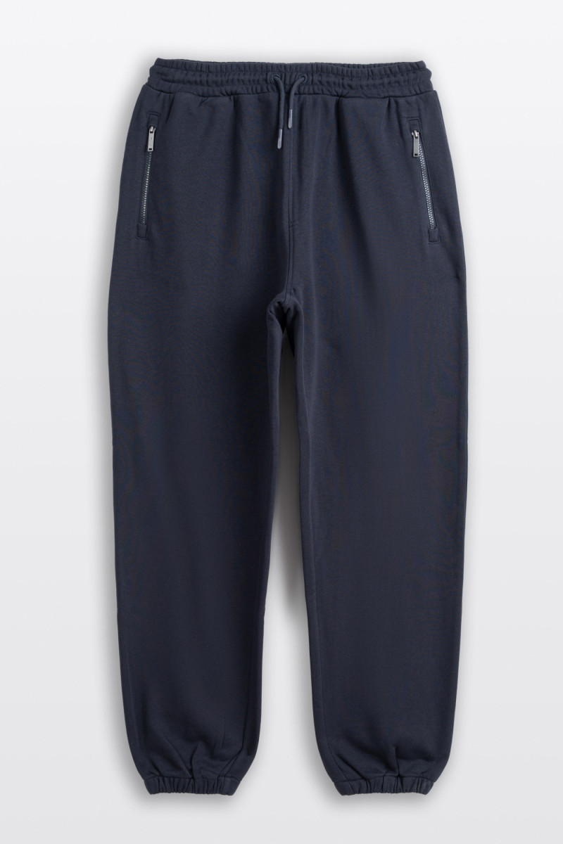 Granatowe spodnie dresowe OVERSIZE bez nadruków
