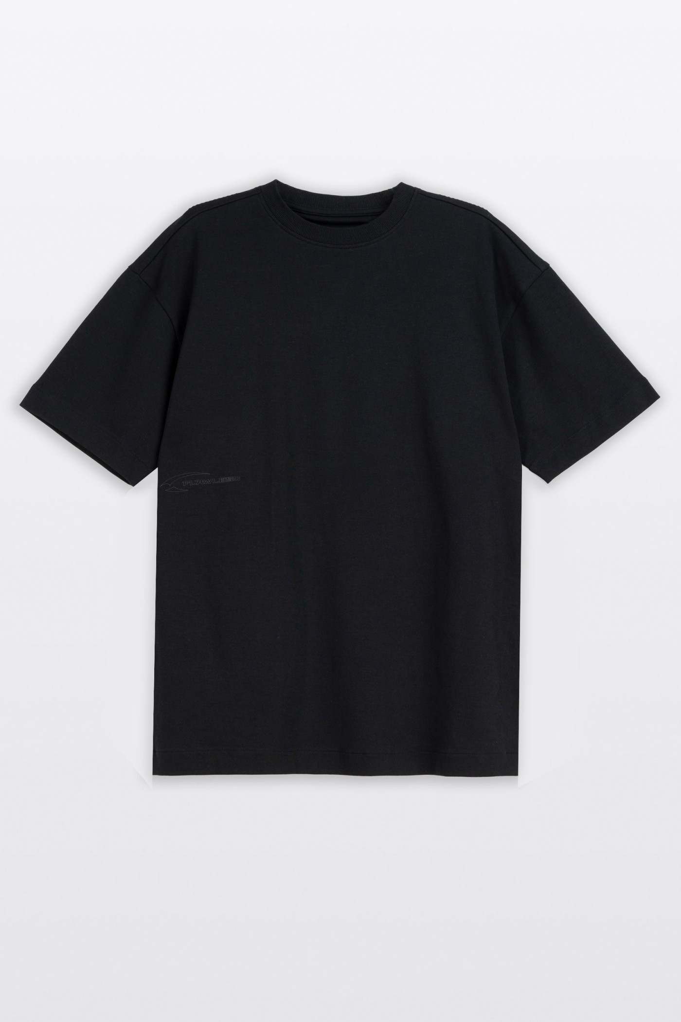 Czarny t-shirt LOOSE z minimalistycznym nadrukiem