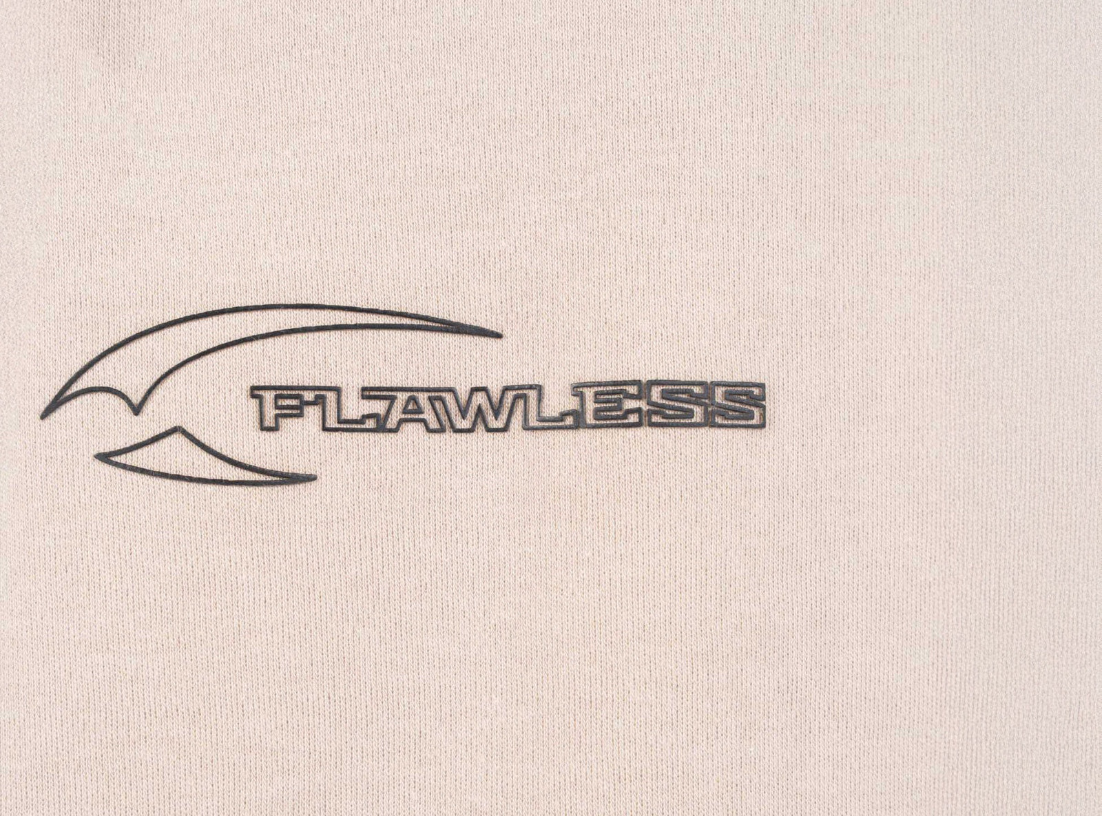 Beżowy t-shirt LOOSE z minimalistycznym nadrukiem