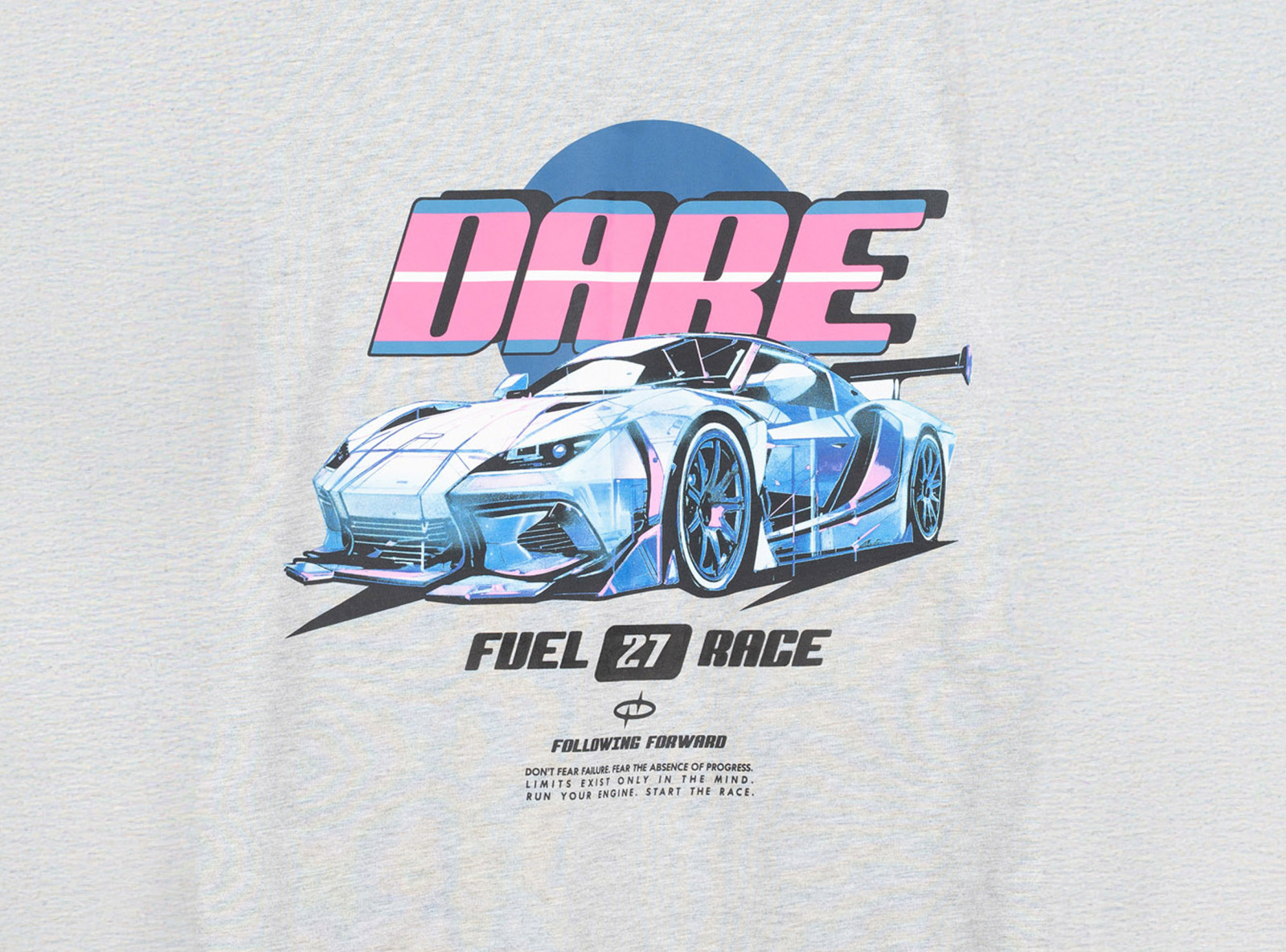 Szary t-shirt OVERSIZE z autorską grafiką z przodu