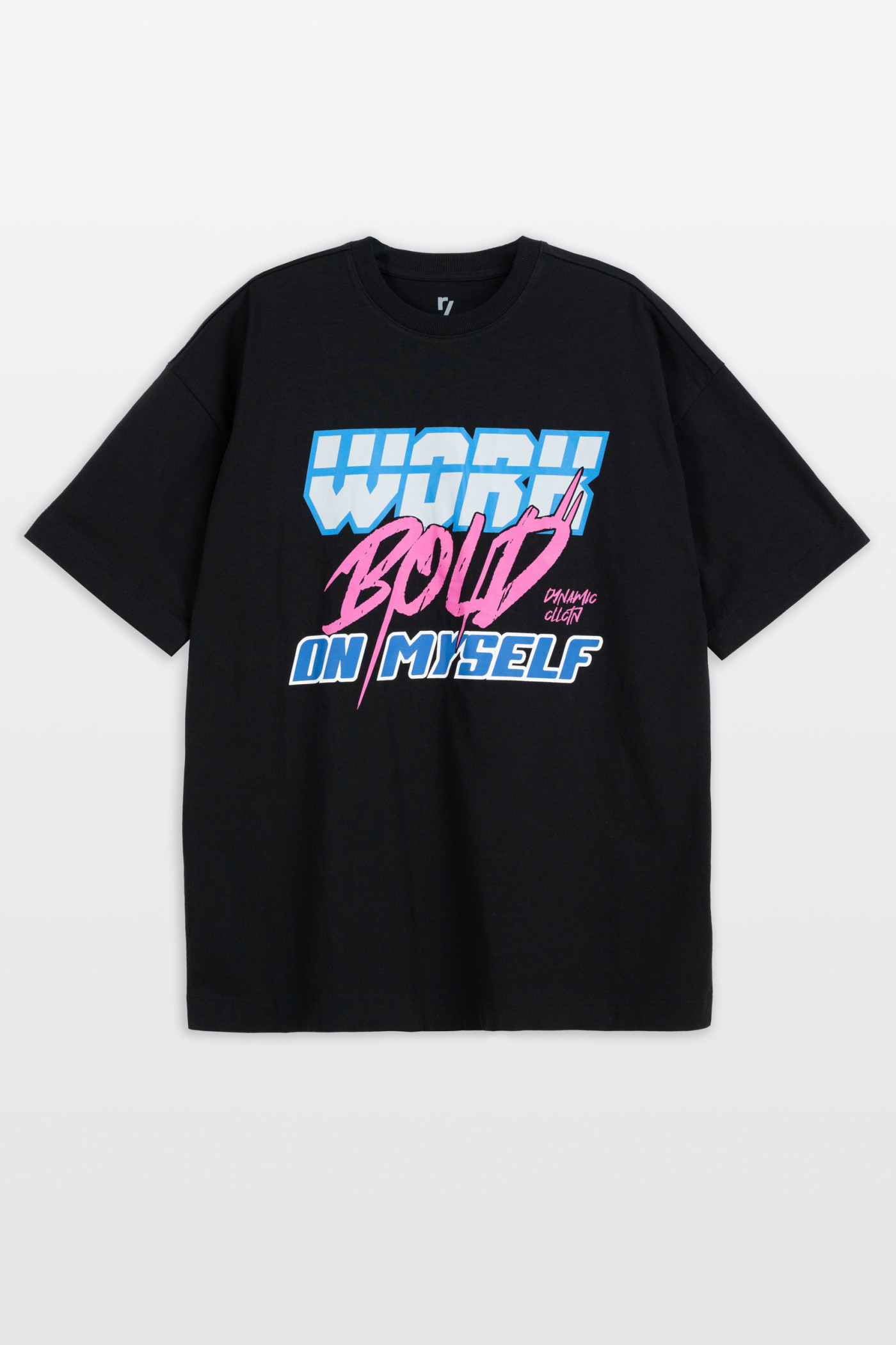 Czarny t-shirt OVERSIZE z autorską grafiką z przodu