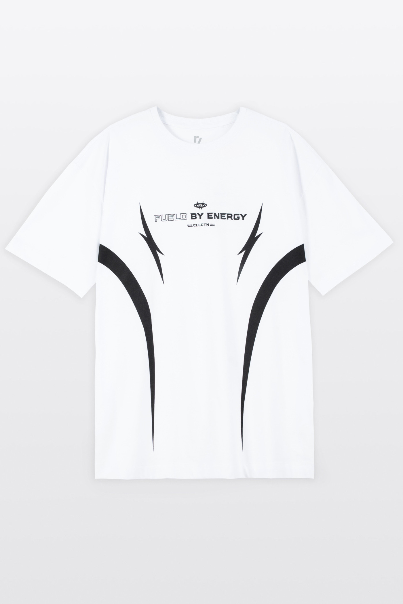 Biały t-shirt LOOSE z nadrukiem z przodu