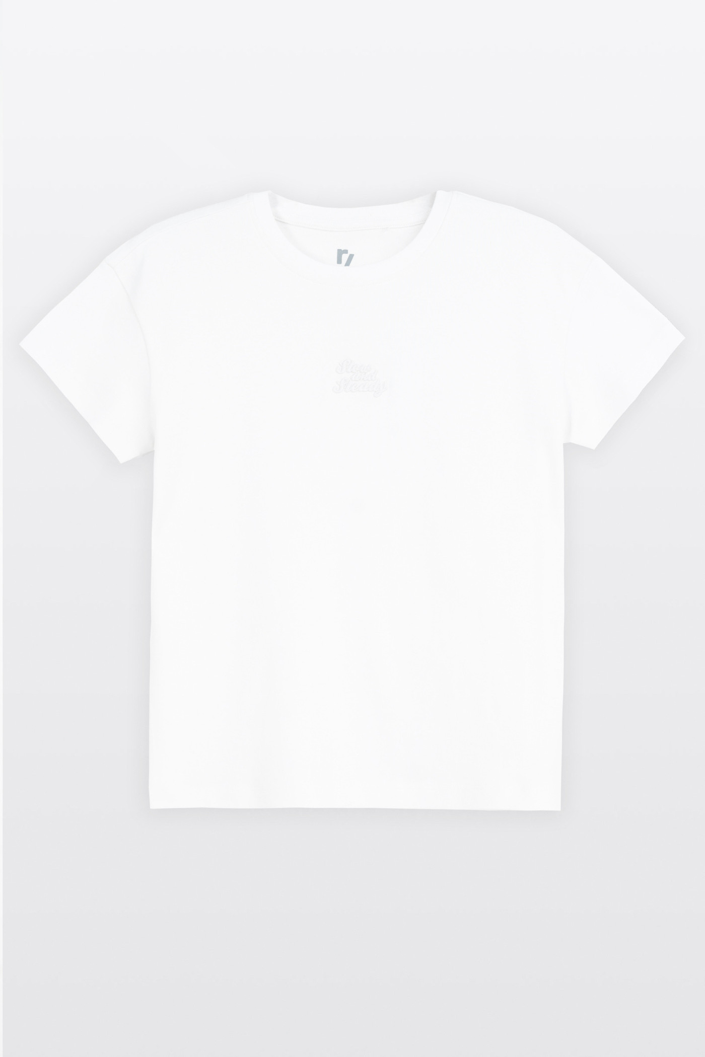 Biała bluzka REGULAR z krótkimi rękawami z minimalistycznym haftem