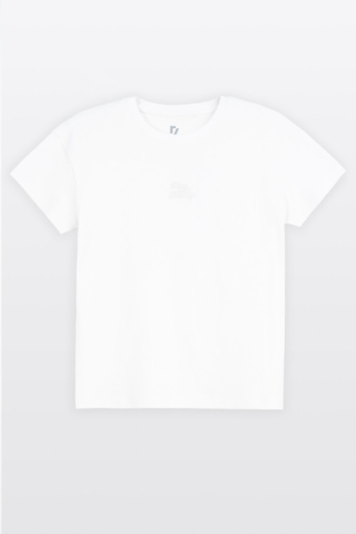 Biała bluzka REGULAR z krótkimi rękawami z minimalistycznym haftem