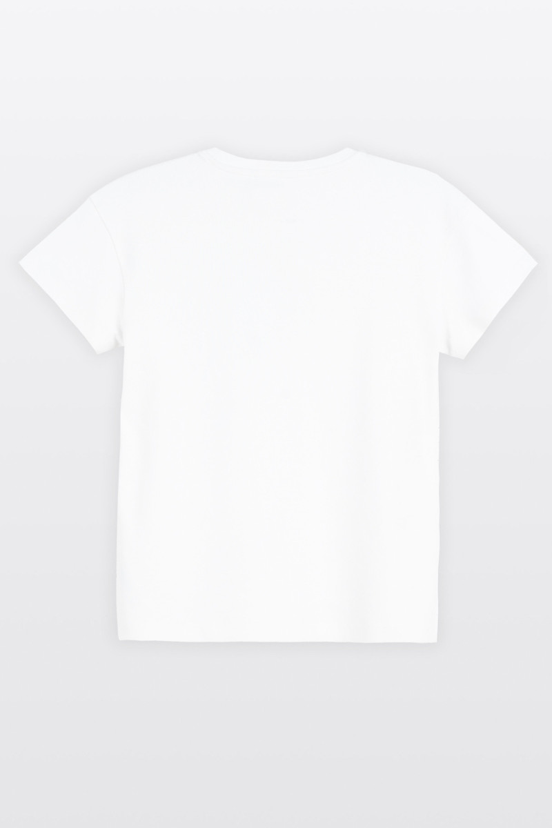 Biała bluzka REGULAR z krótkimi rękawami z minimalistycznym haftem