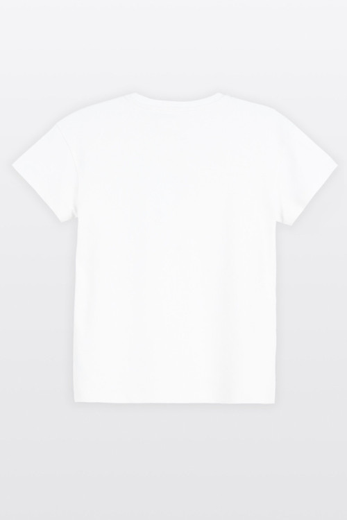 Biała bluzka REGULAR z krótkimi rękawami z minimalistycznym haftem