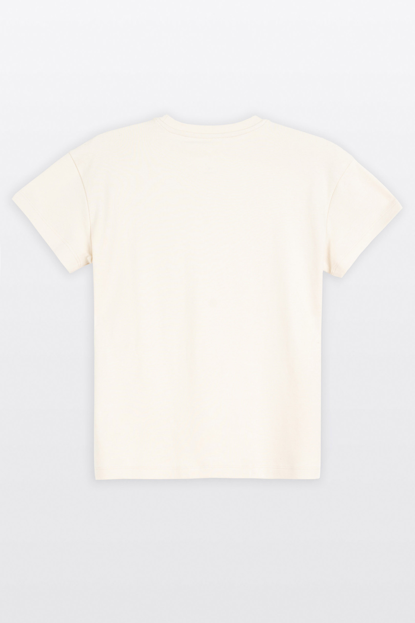 Kremowa bluzka REGULAR z krótkimi rękawami z minimalistycznym haftem