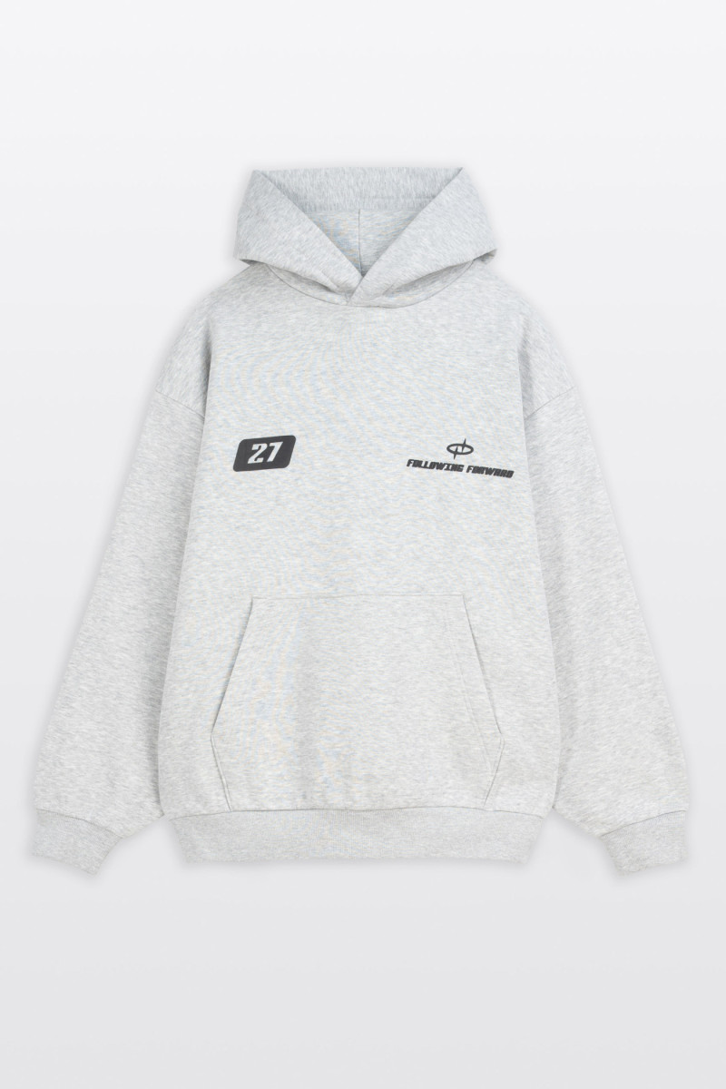 Szara bluza OVERSIZE z kapturem z autorską grafiką z tyłu