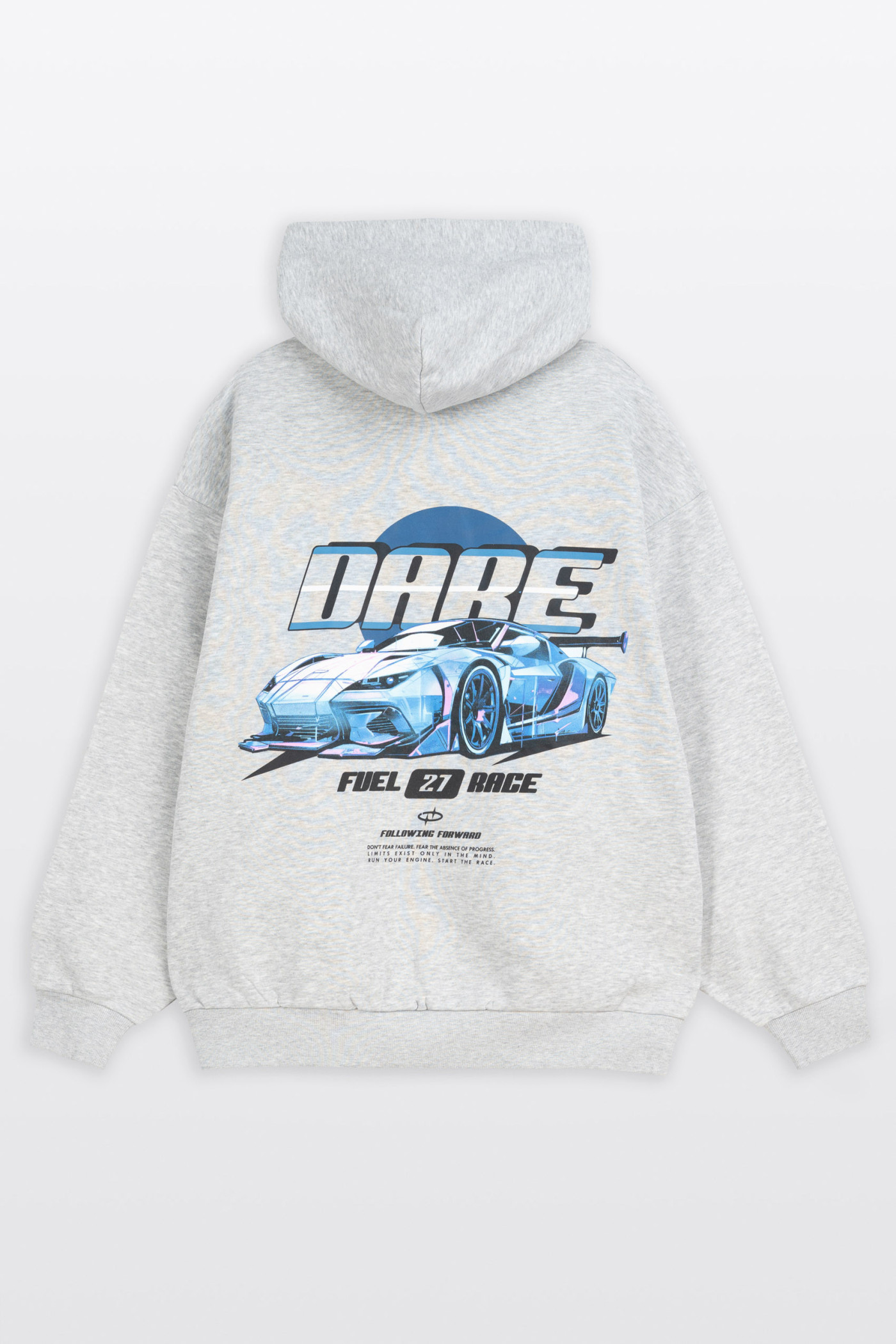 Szara bluza OVERSIZE z kapturem z autorską grafiką z tyłu