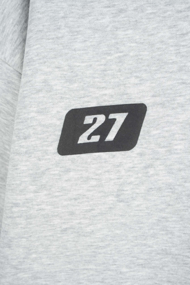 Szara bluza OVERSIZE z kapturem z autorską grafiką z tyłu