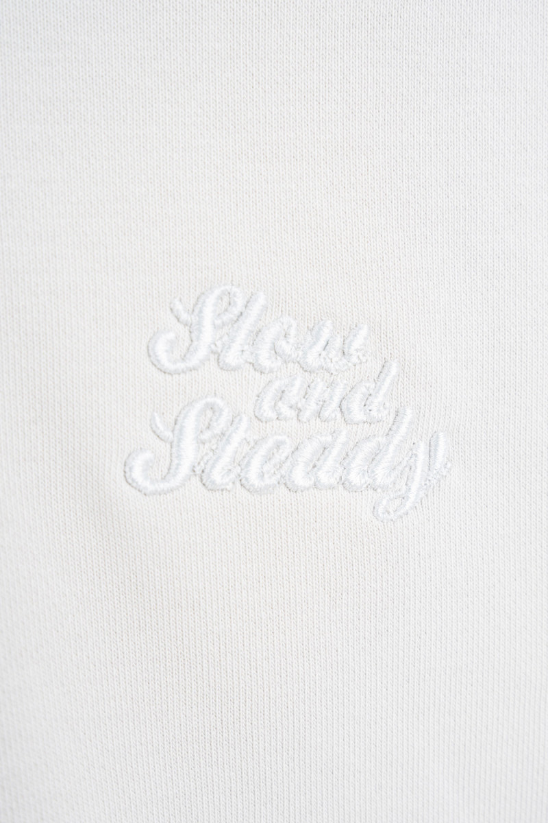 Jasnoszara bluza BOXY z kapturem  minimalistycznym haftem