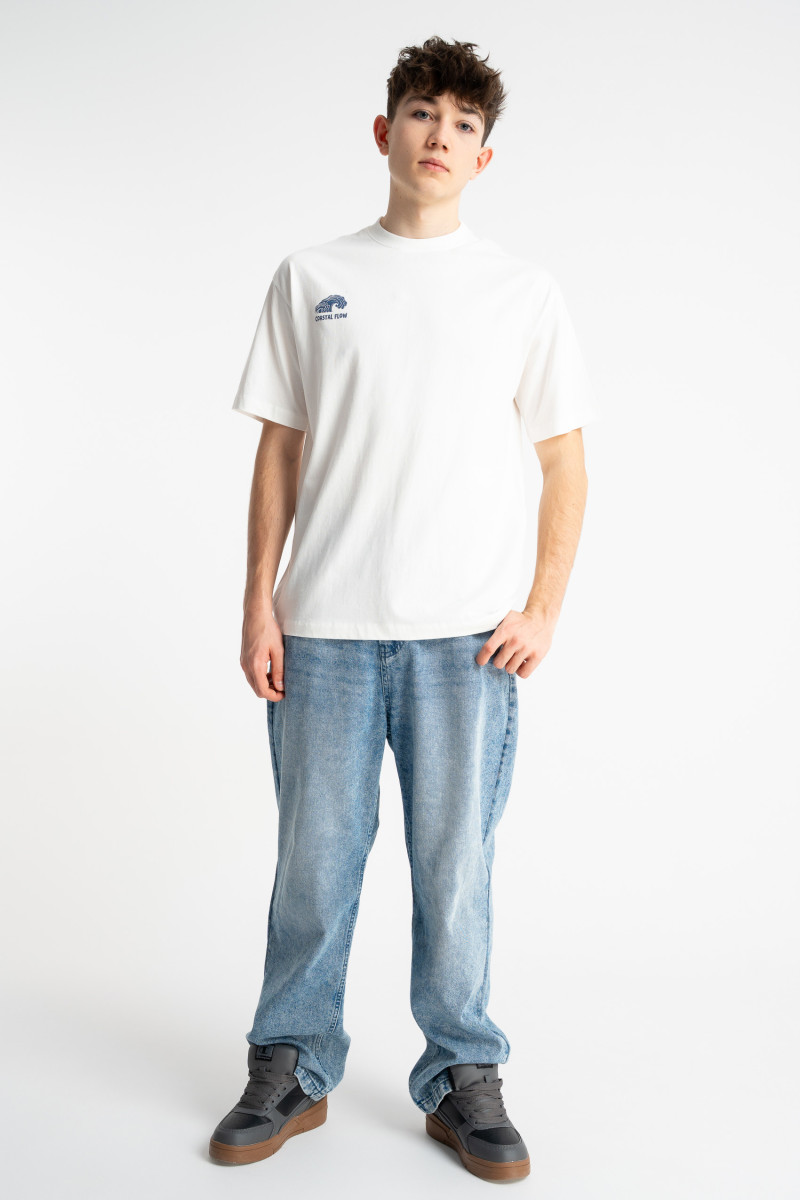 Niebieskie spodnie jeansowe BAGGY z efektem sprania