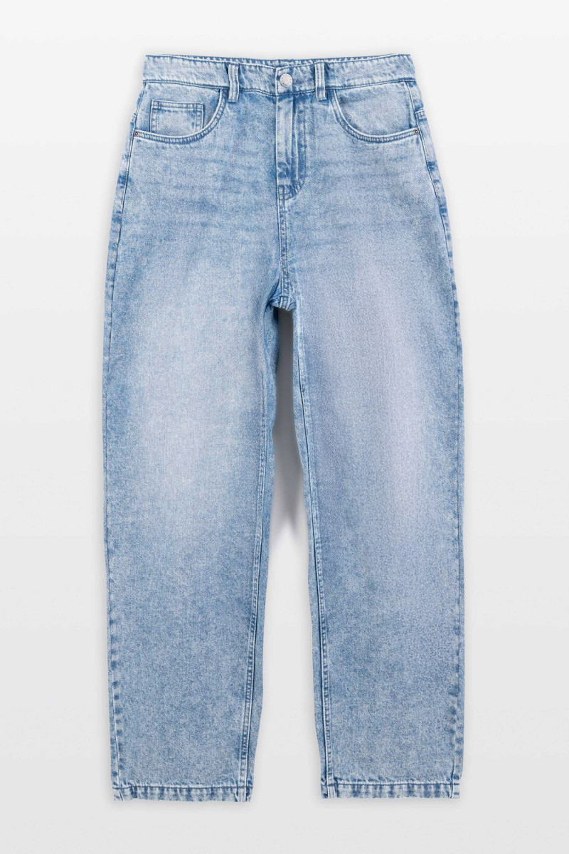 Niebieskie spodnie jeansowe BAGGY z efektem sprania, niebieski