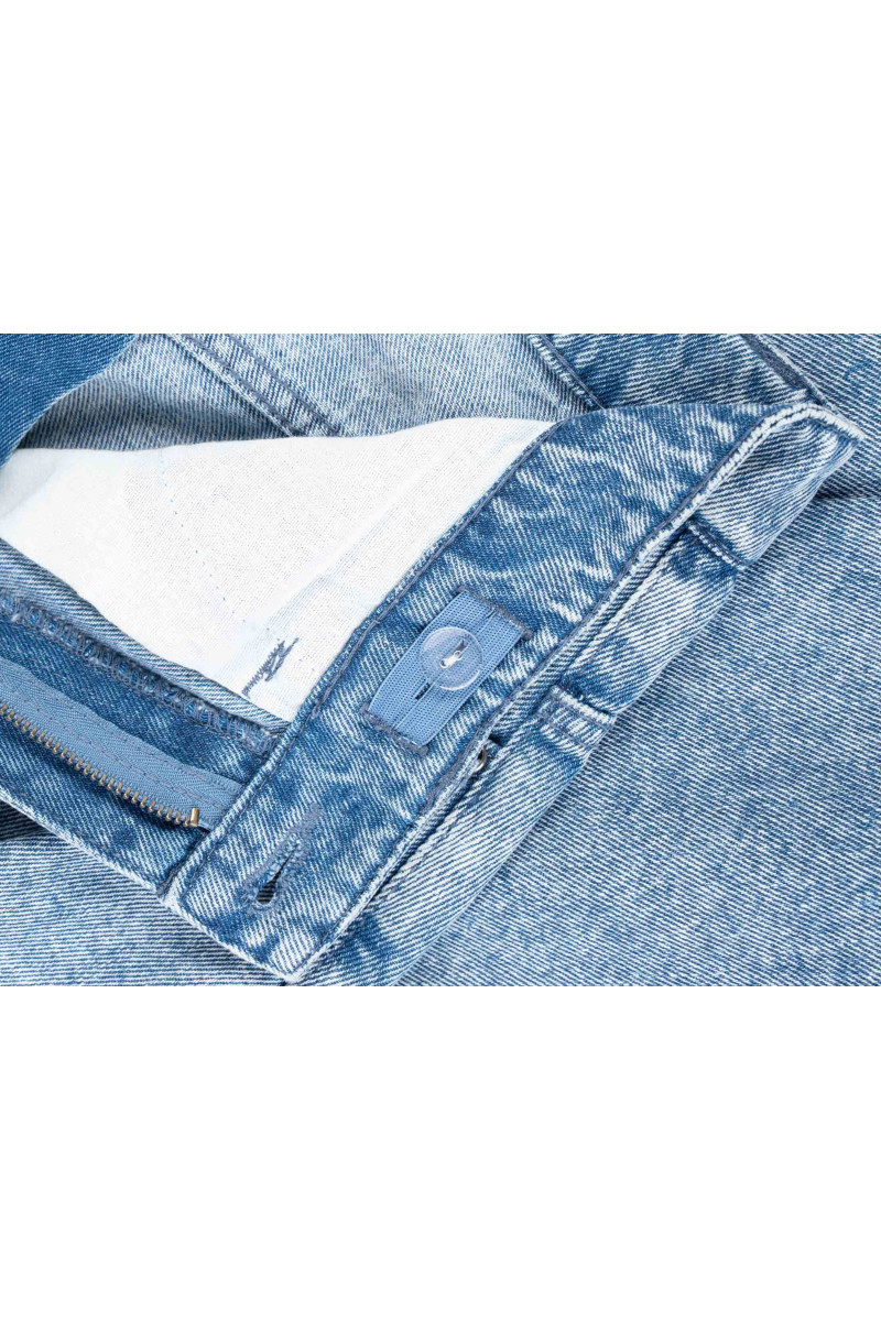 Niebieskie spodnie jeansowe BAGGY z efektem sprania, niebieski