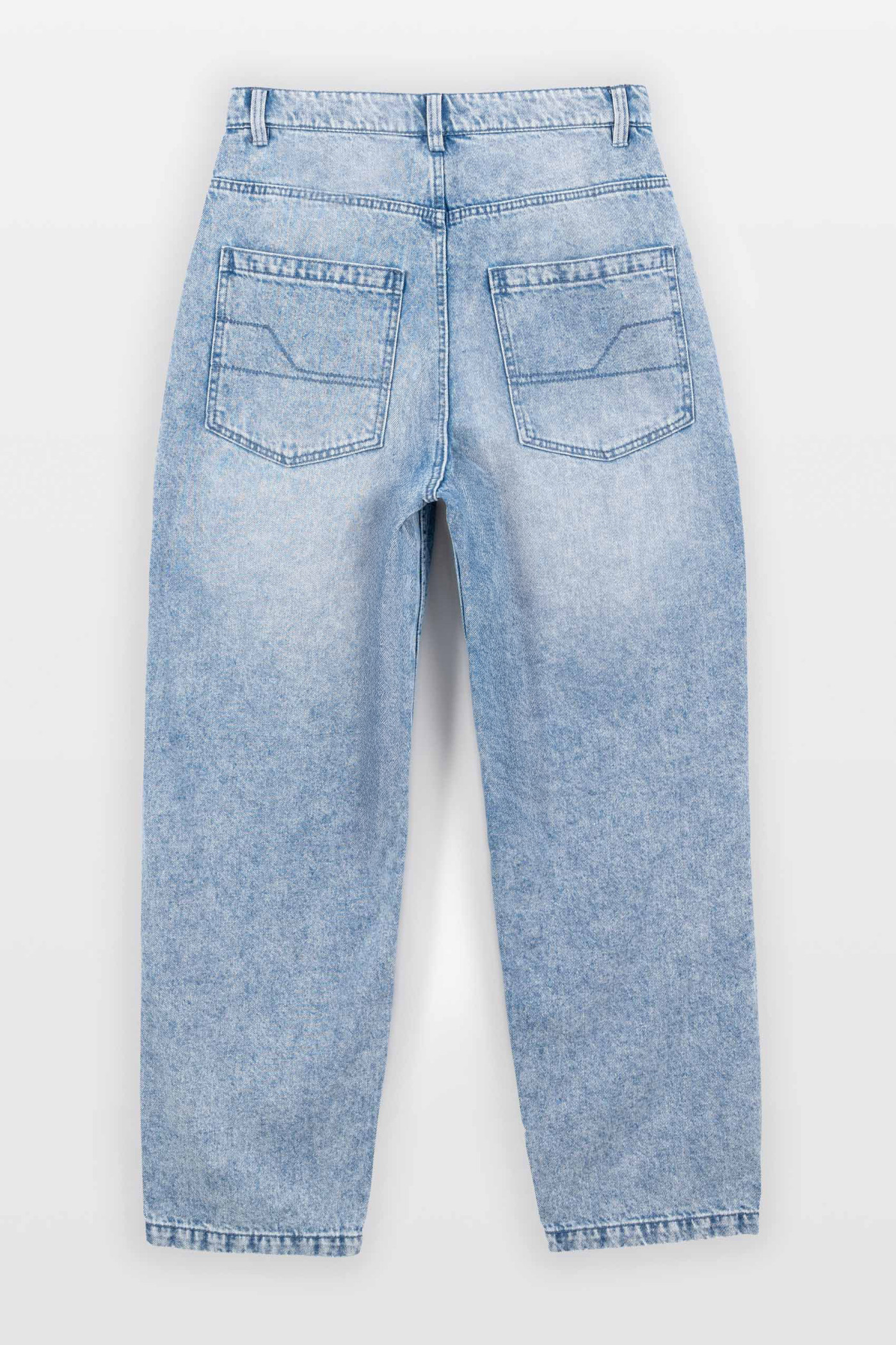 Niebieskie spodnie jeansowe BAGGY z efektem sprania