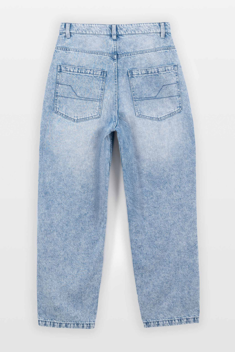 Niebieskie spodnie jeansowe BAGGY z efektem sprania, niebieski