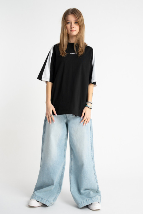 Jasnoniebieskie spodnie jeansowe WIDE LEG z efektem sprania