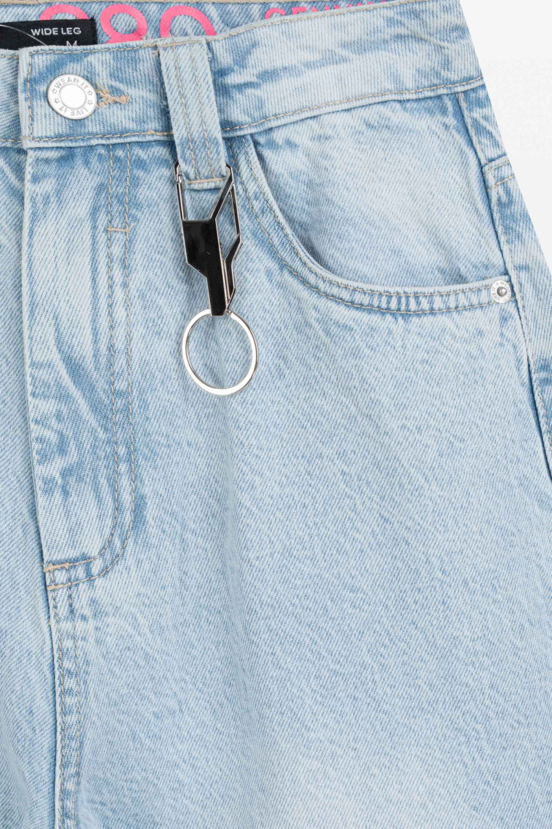 Jasnoniebieskie spodnie jeansowe WIDE LEG z efektem sprania