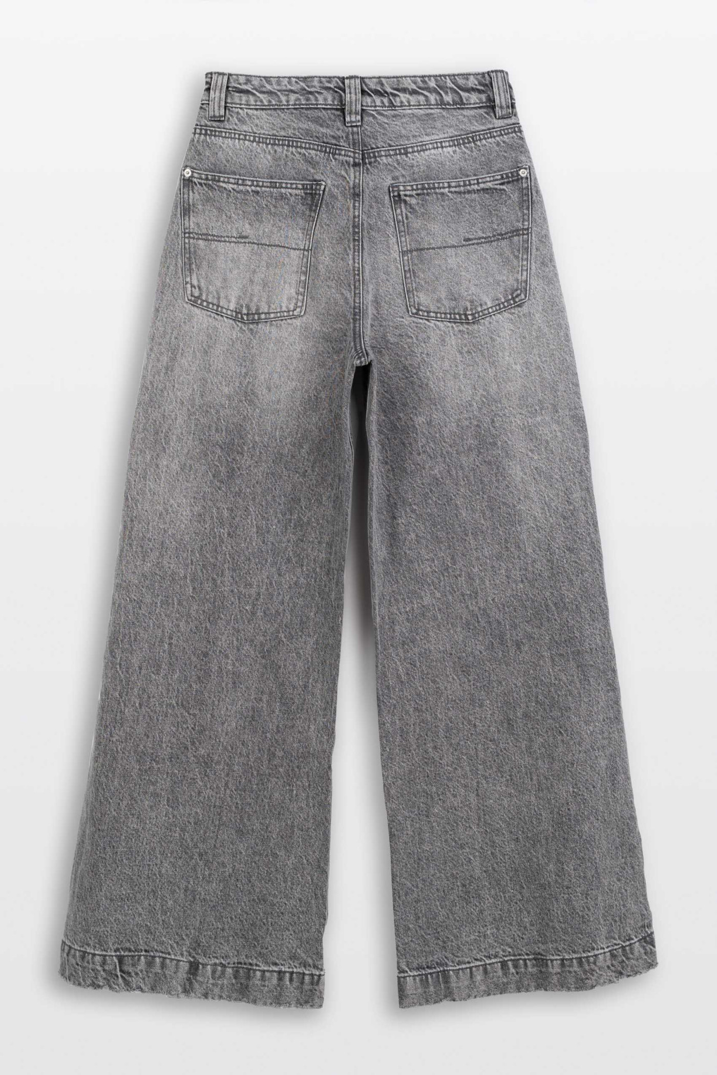 Szare spodnie jeansowe WIDE LEG z efektem sprania