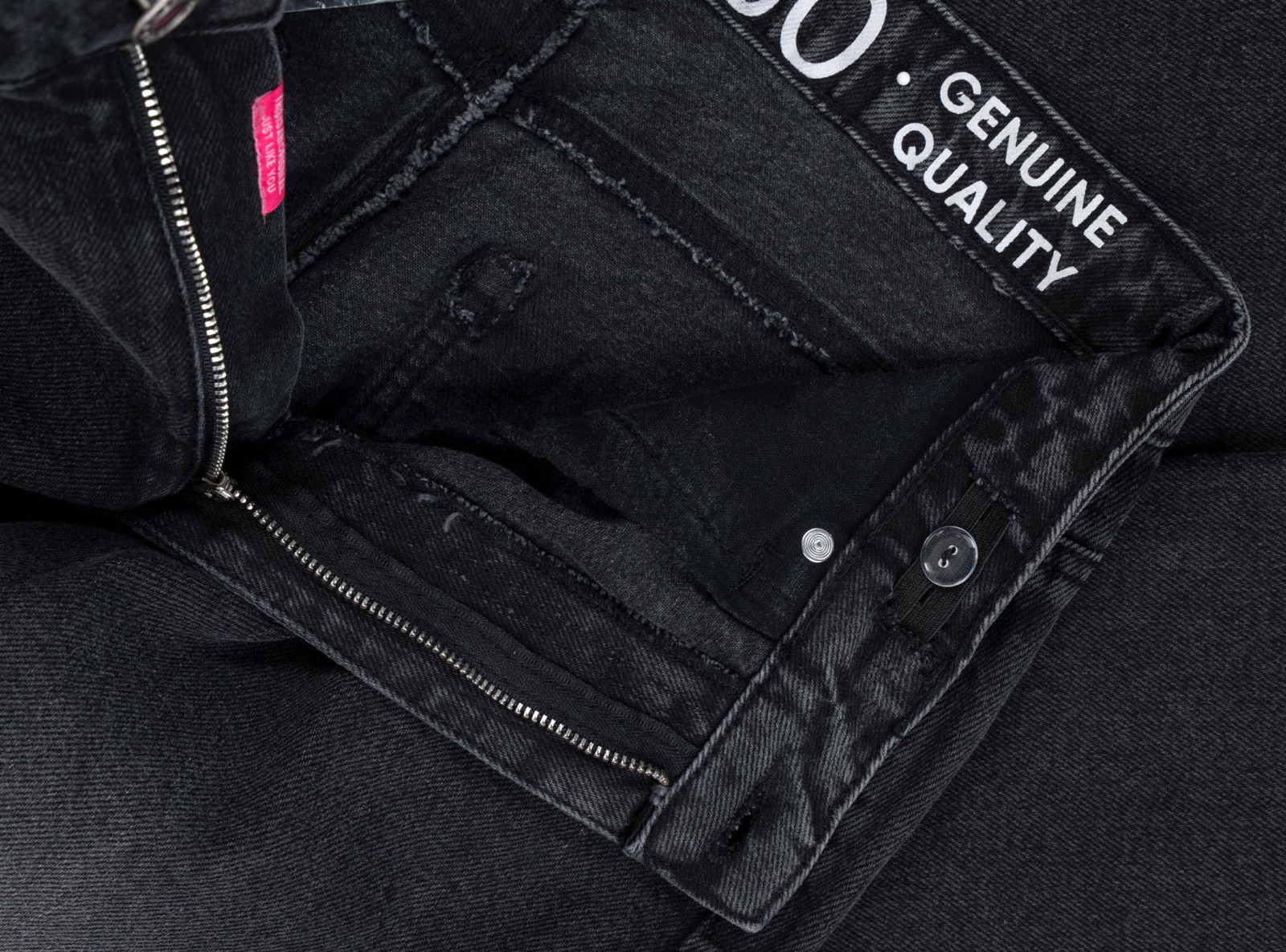 Czarne spodnie jeansowe WIDE LEG z efektem sprania