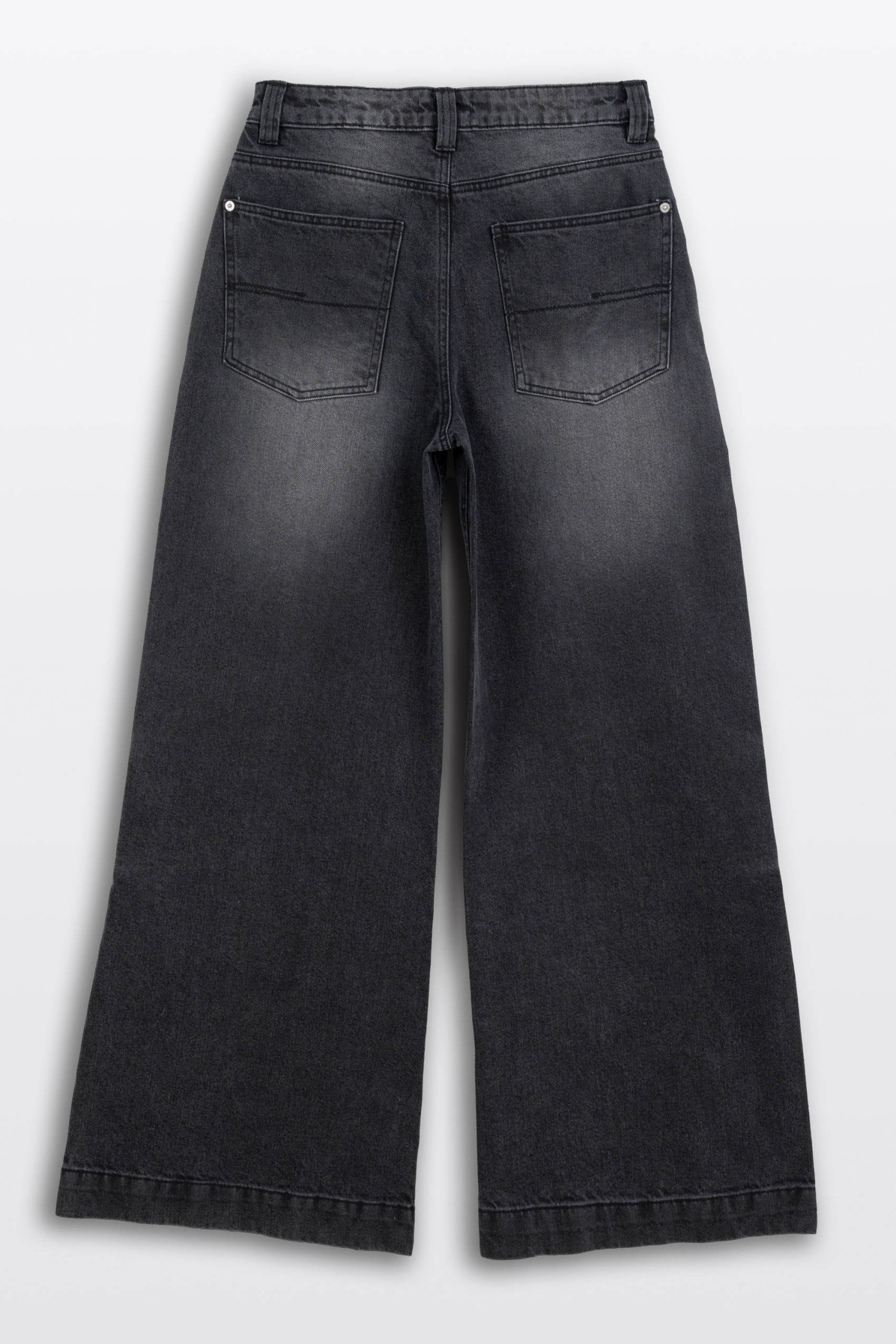 Czarne spodnie jeansowe WIDE LEG z efektem sprania