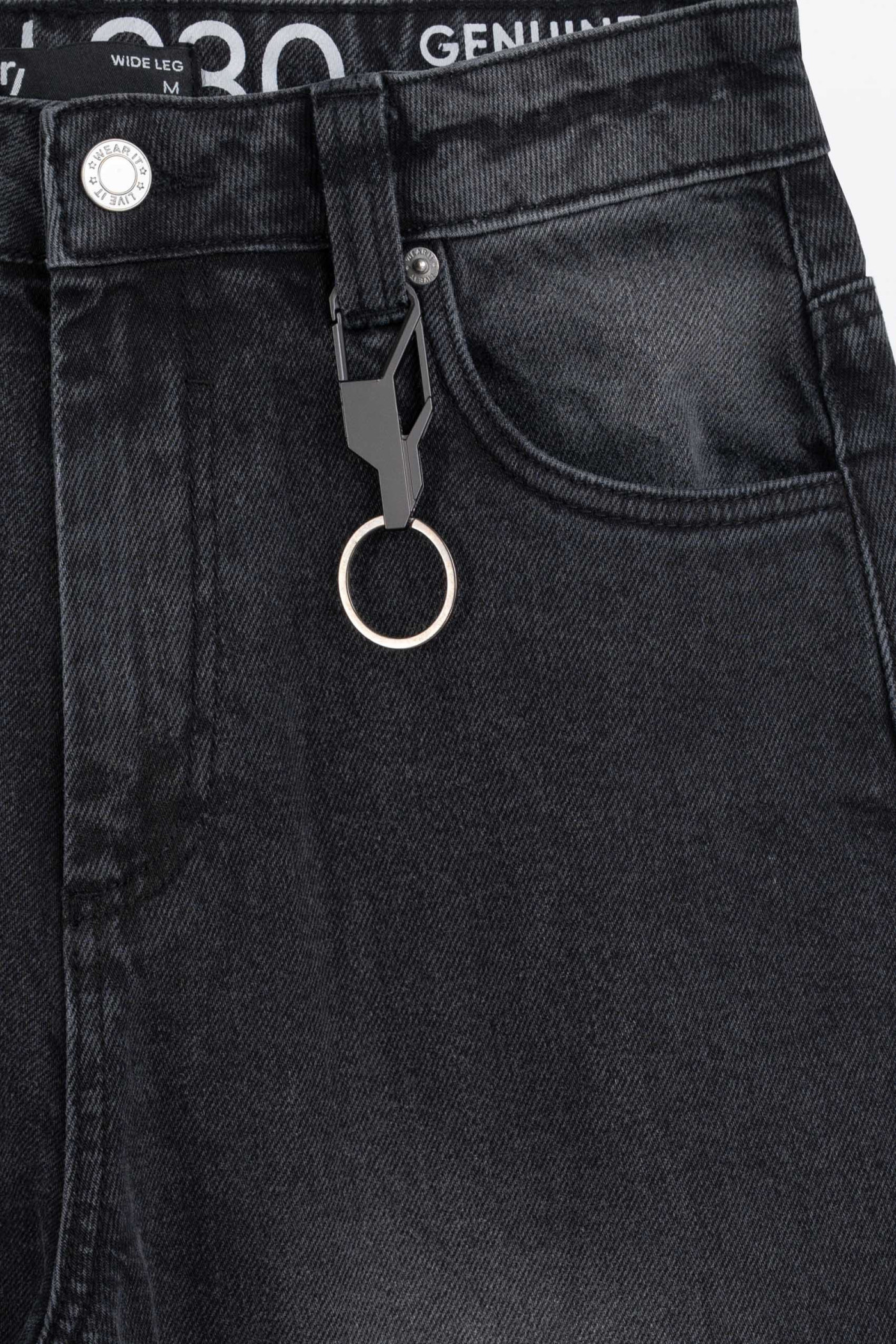 Czarne spodnie jeansowe WIDE LEG z efektem sprania