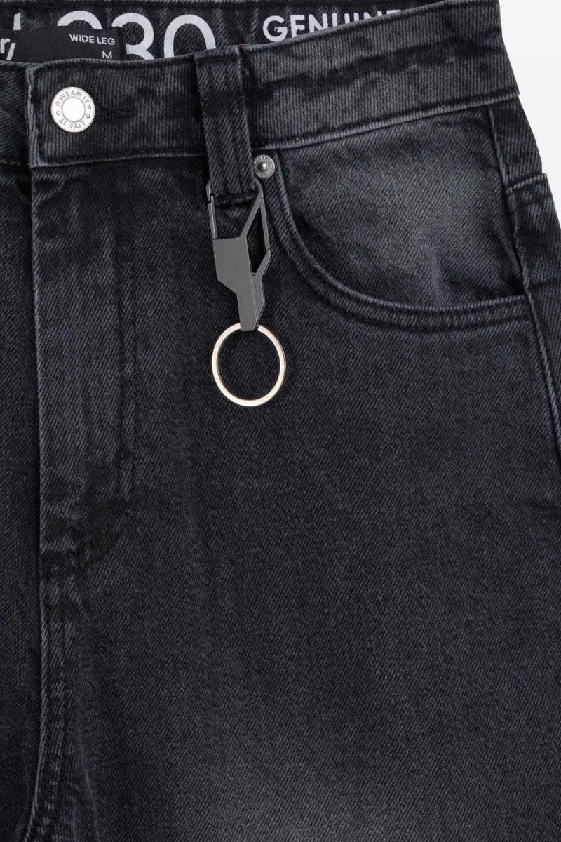 Czarne spodnie jeansowe WIDE LEG z efektem sprania