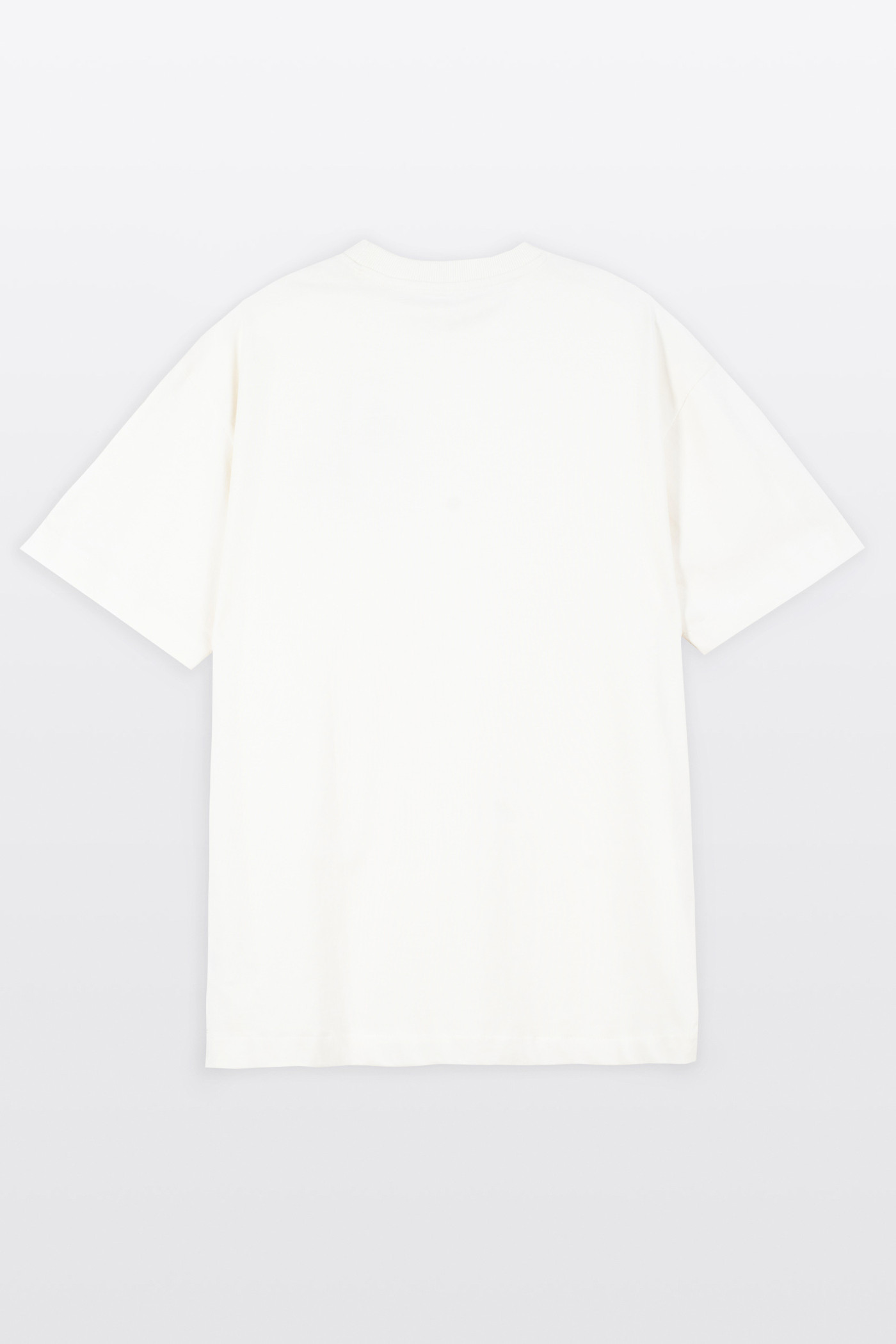 Kremowy t-shirt LOOSE z minimalistycznym nadrukiem