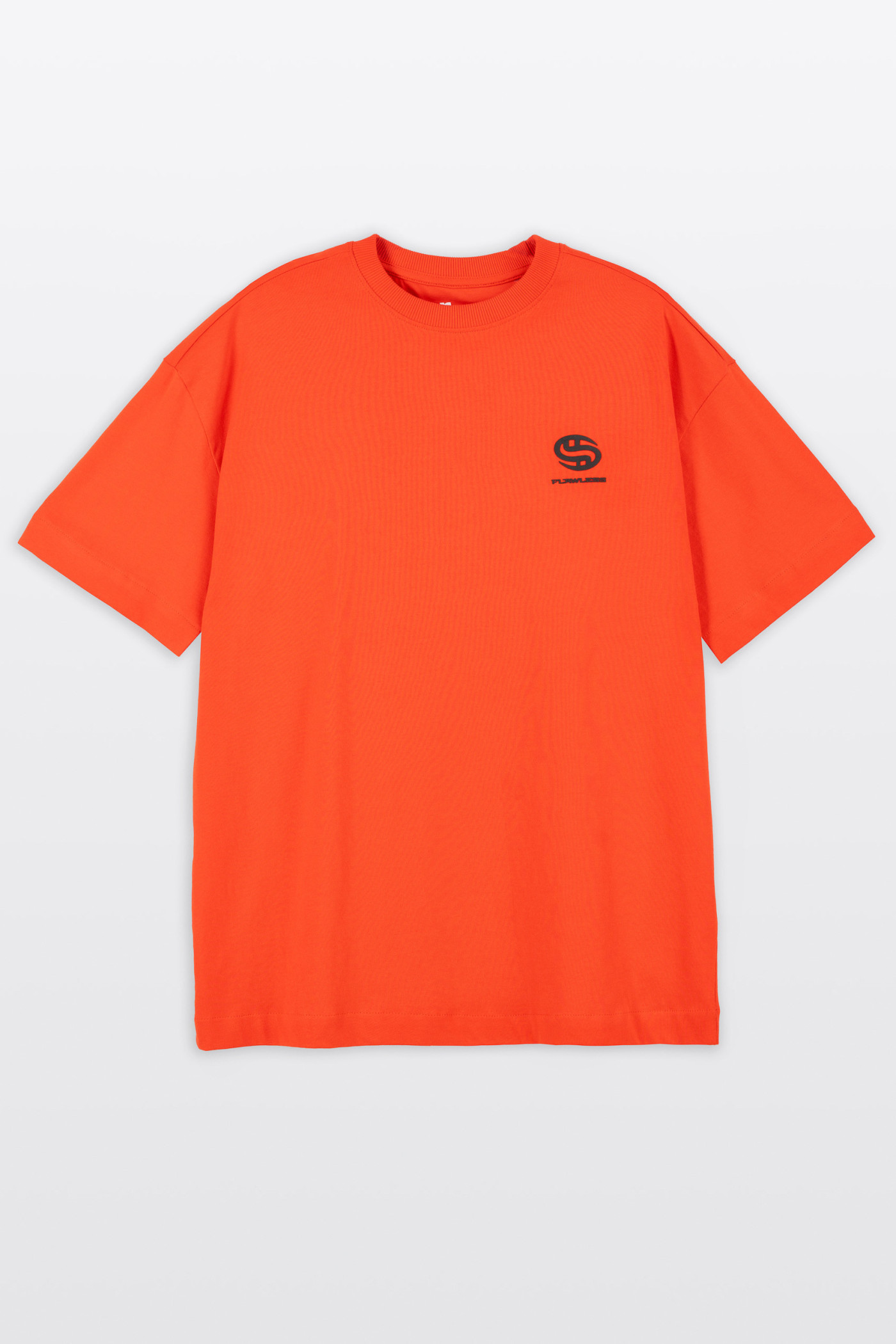 Czerwony t-shirt LOOSE z minimalistycznym nadrukiem