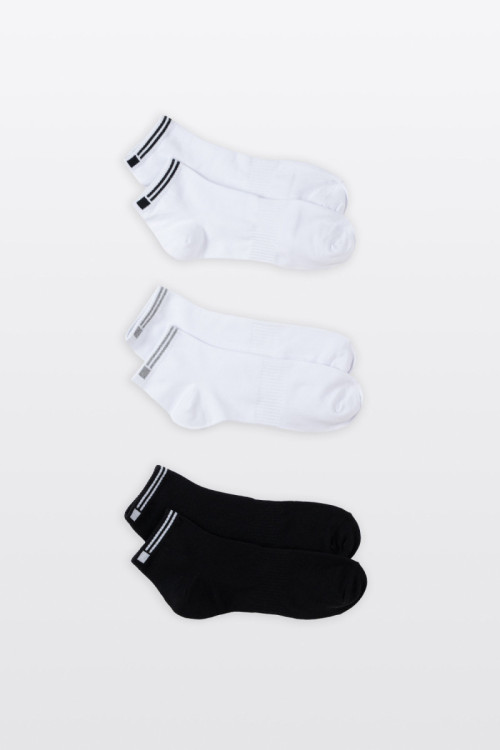 Monochromatyczny zestaw skarpet z kontrastowym wzorem 3-PAK