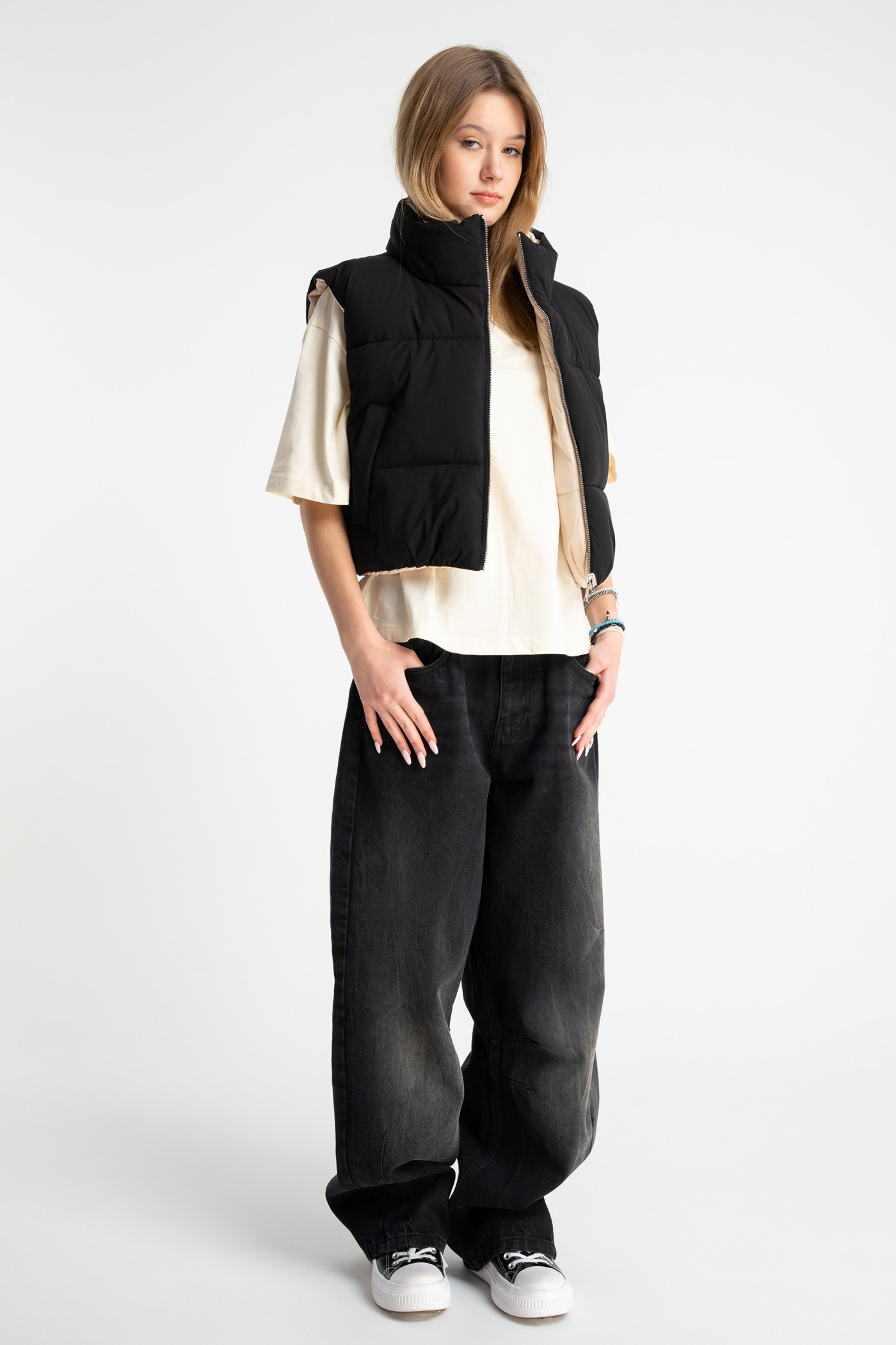 Dwustronny pikowany bezrękawnik