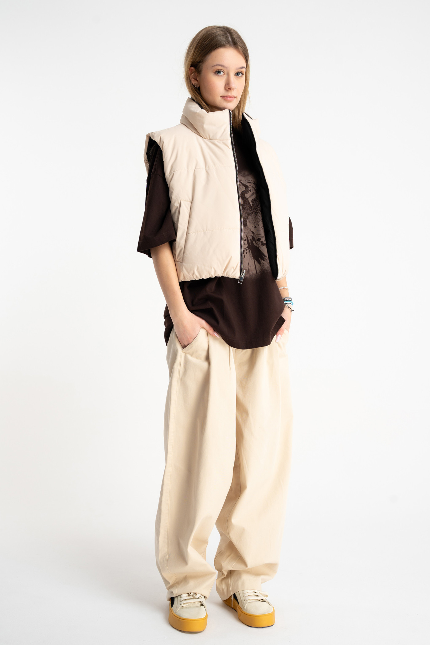 Dwustronny pikowany bezrękawnik