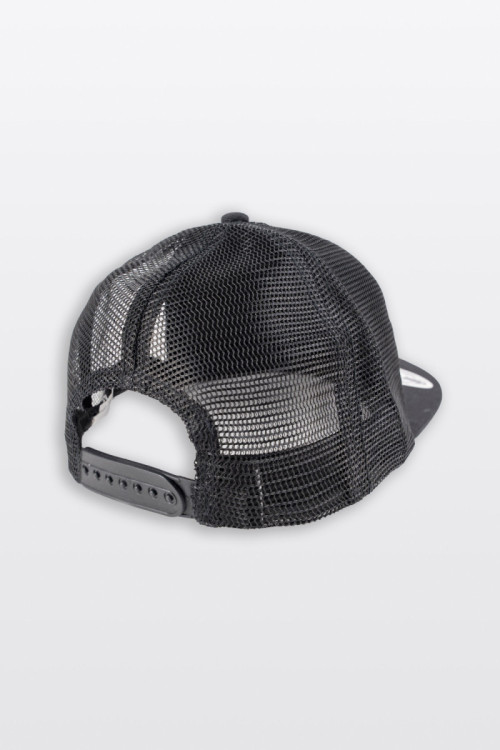 Szaro-czarna czapka z daszkiem z autorską grafiką z przodu