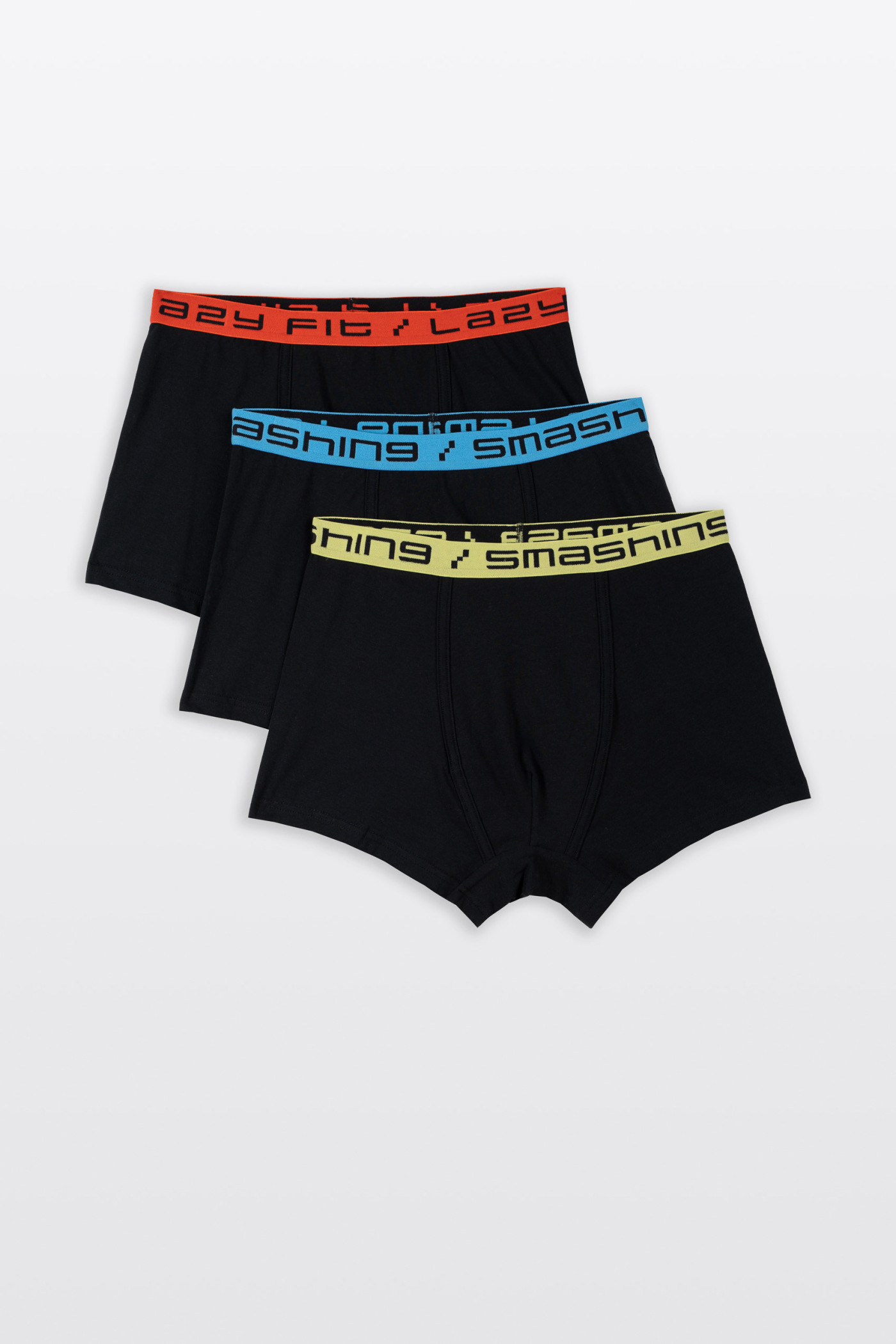 Czarne bokserki z kolorową gumą 3-PAK