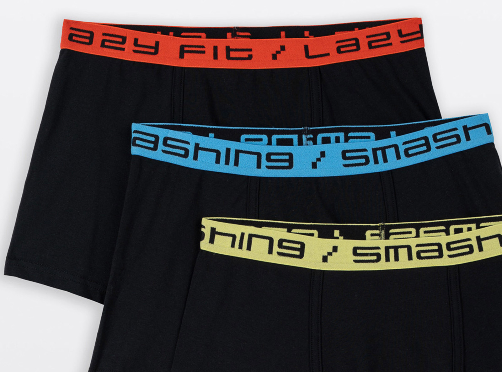 Czarne bokserki z kolorową gumą 3-PAK