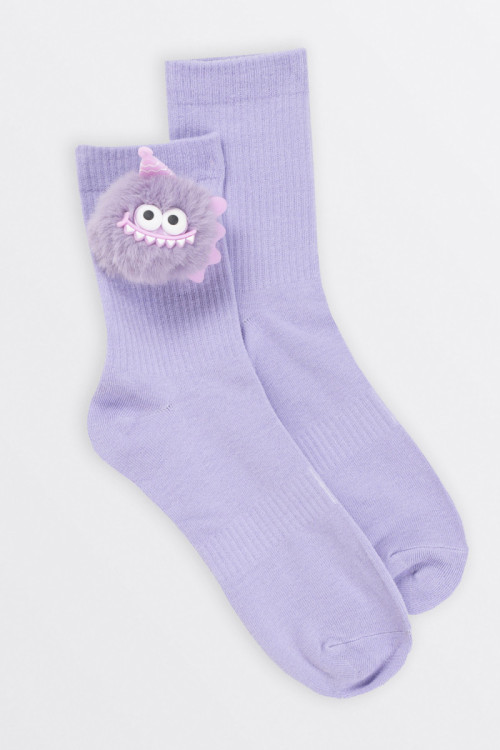 Fioletowe skarpety z ozdobą