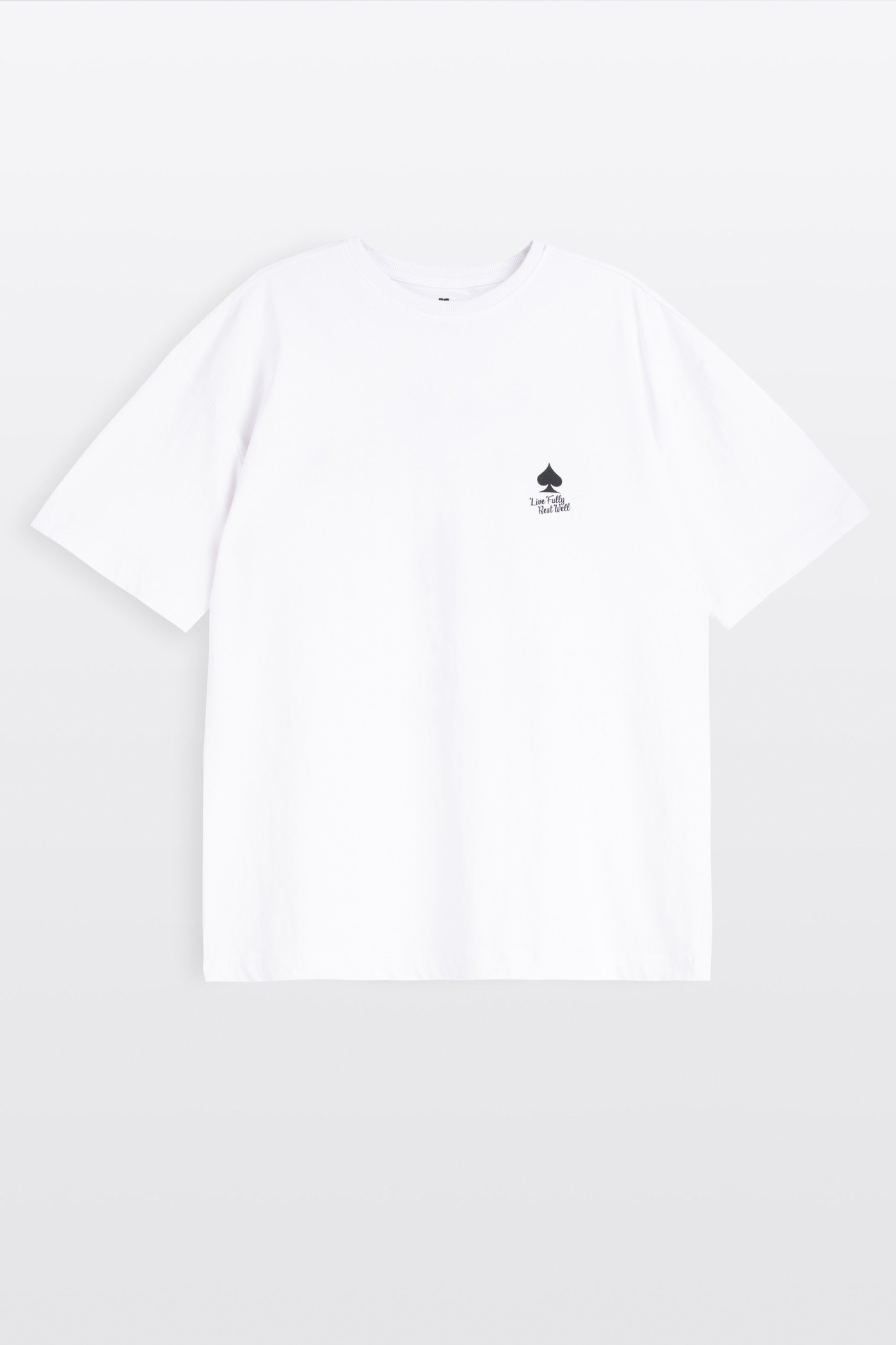 Biały t-shirt LOOSE z autorską grafiką z tyłu